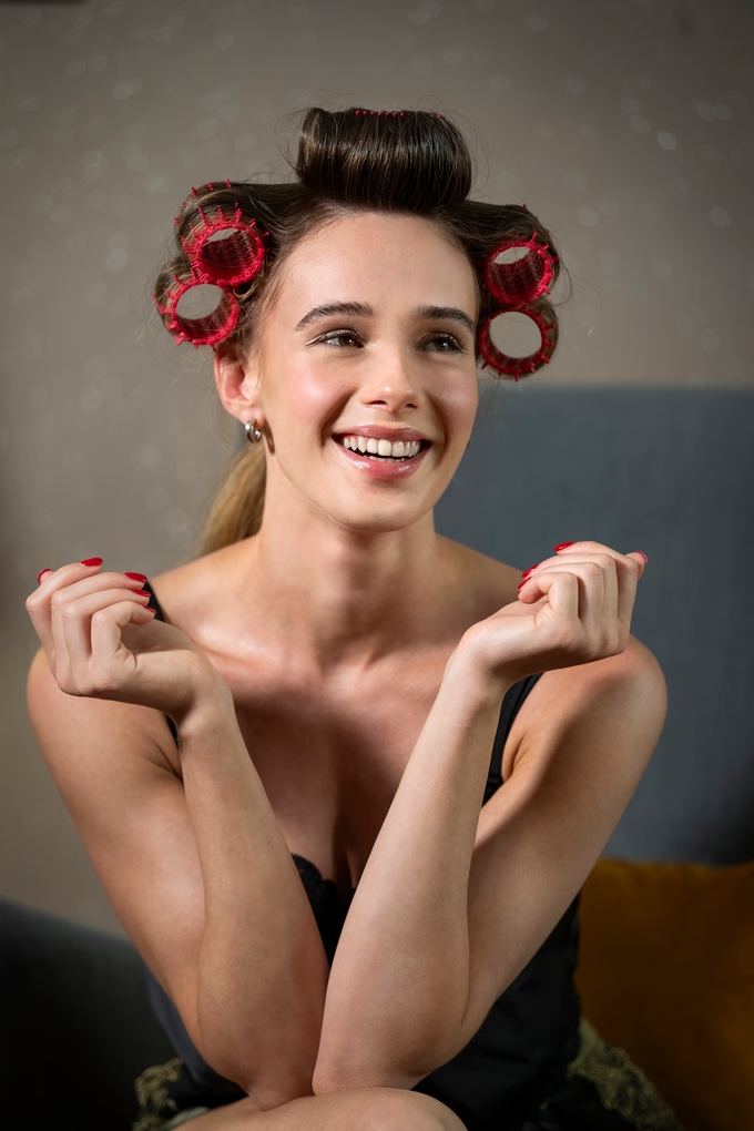 Hair styled with Crazy Curlers — root volume and soft waves